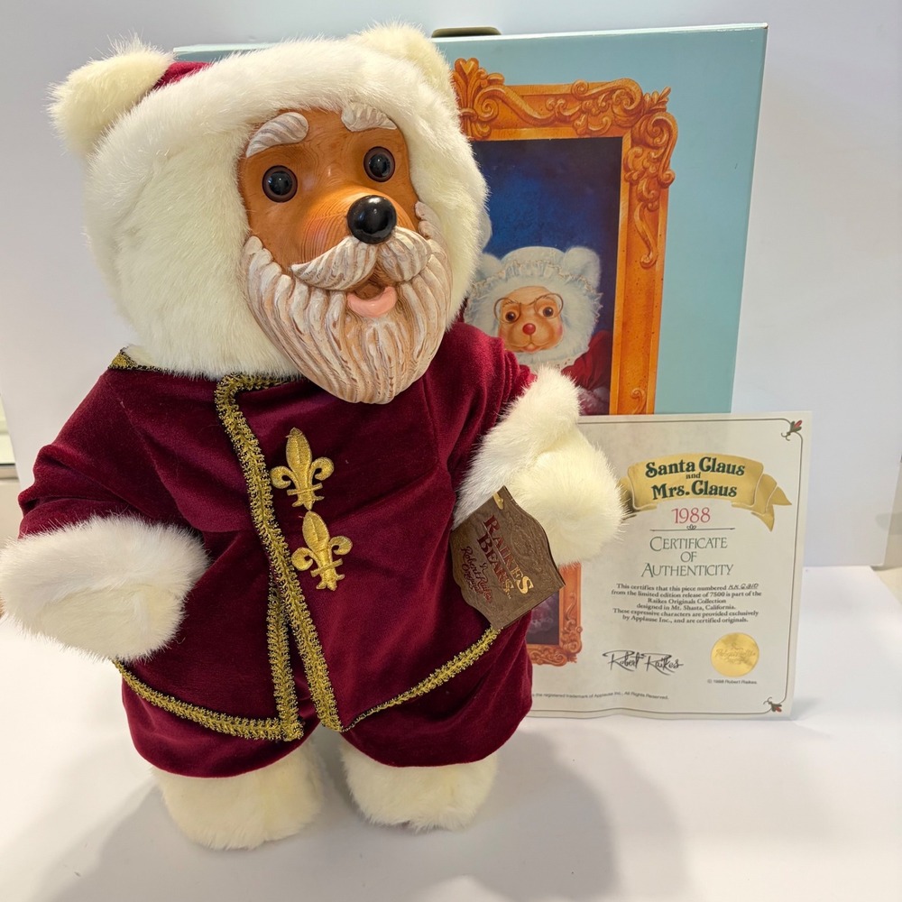 Raikes Bears Robert Raikes Santa Claus 1988 Limited Edition Wood Face Plush Bear